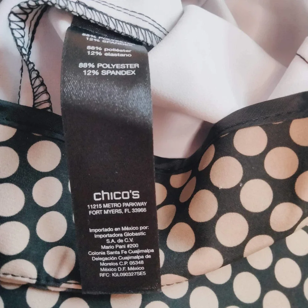 Black Label Chico's Women's Pants Slacks Black Tan Circles Dot Sz 0.5 (S/6) - Picture 9 of 11